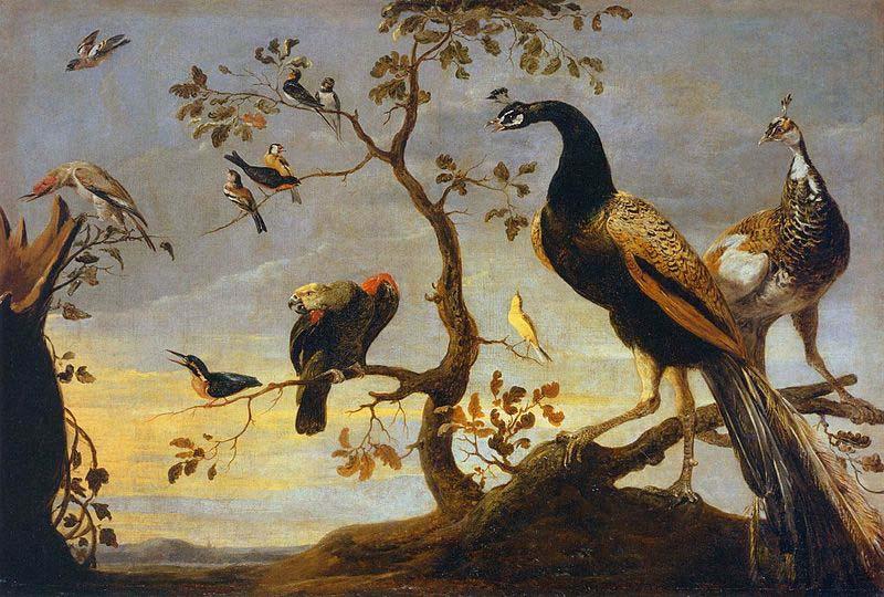 Frans Snyders Group of Birds Perched on Branches oil painting image